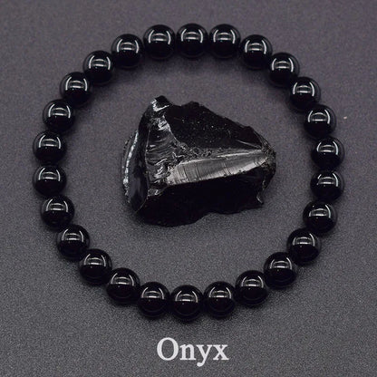 Real 5A Natural Lapis Lazuli Stone Beads Bracelet Homme Elastic Energy Healing Jewelry for Women Gift for Boyfriend - 24 Onyx