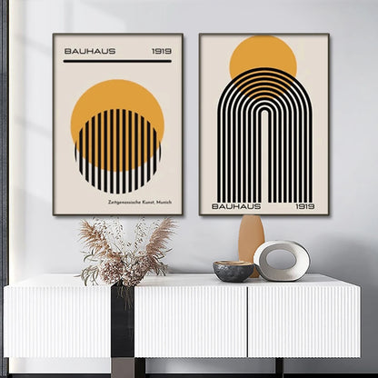 Mid Century Modern Bauhaus Abstract Geometric Posters Wall Art Canvas Painting Prints Pictures Gallery Living Room Interior H