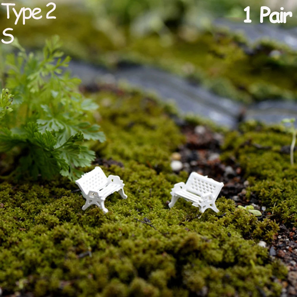 3pcs Table Chairs Miniature Set Mini Fairy Garden Furniture Ornaments Kit for Dollhouse Accessories Home Micro Landscape - St