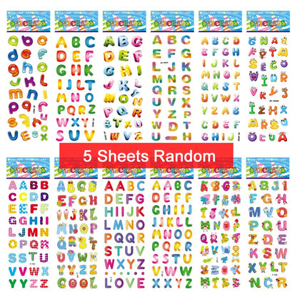 5 Sheets Kids Stickers Puffy Stickers for Children Birthday Christmas New Year Gift for Girl Boy Scrapbooking Cartoon Sticker
