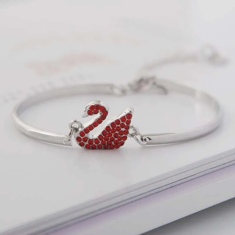 Luxury Zircon Charm Bracelet Jewelry Accessories for Women's Party Gifts Fashion Gold Rose Gold Swan Bangle - Silver Color Re