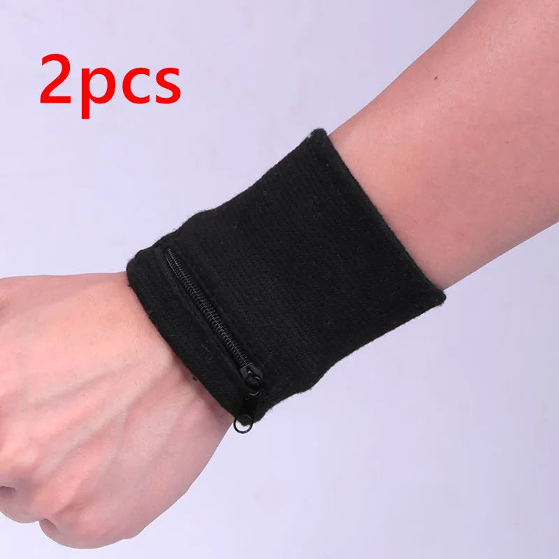 Sports Wristband with Zipper Pouch Running Sports Arm Band Bag For MP3 Key Card Storage Bag Basketball Sweatbands Wristband B