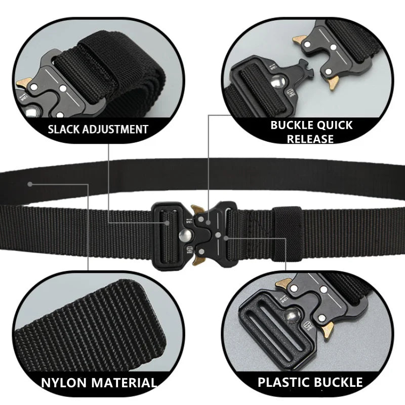 Men's Belt Outdoor Hunting Tactics Belt Multi functional Buckle Nylon Belt Marine Corps Canvas Belt