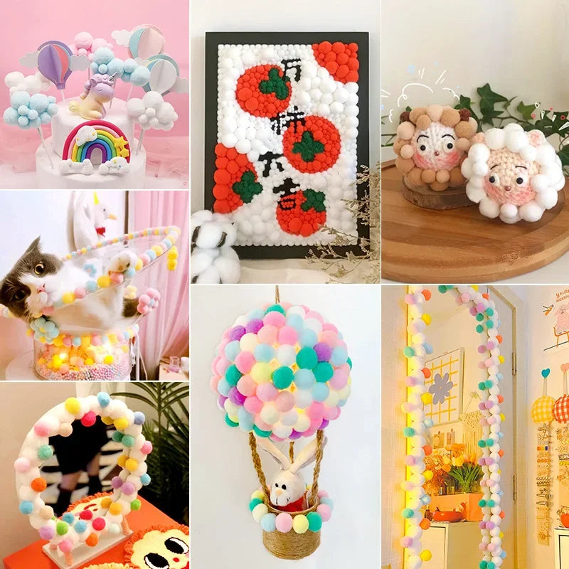 Pompon Balls 8mm 10mm 15mm 20mm 25mm 30mm Fluffy Pompoms Crafts Pompom Diy Handmade Kids Toy Wedding Decoration Craft Supplie