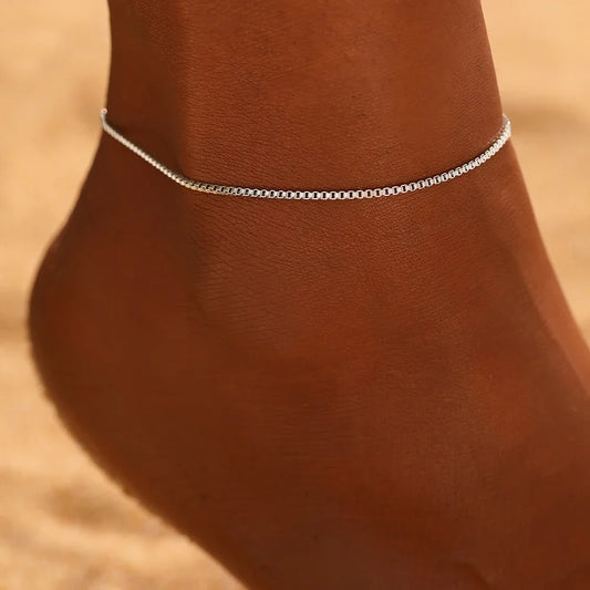 Stainless Steel Anklets Minimalist Popular Design Adjustable link Chain Non-fade For Women Everyday Wear Length 21cm+5cm