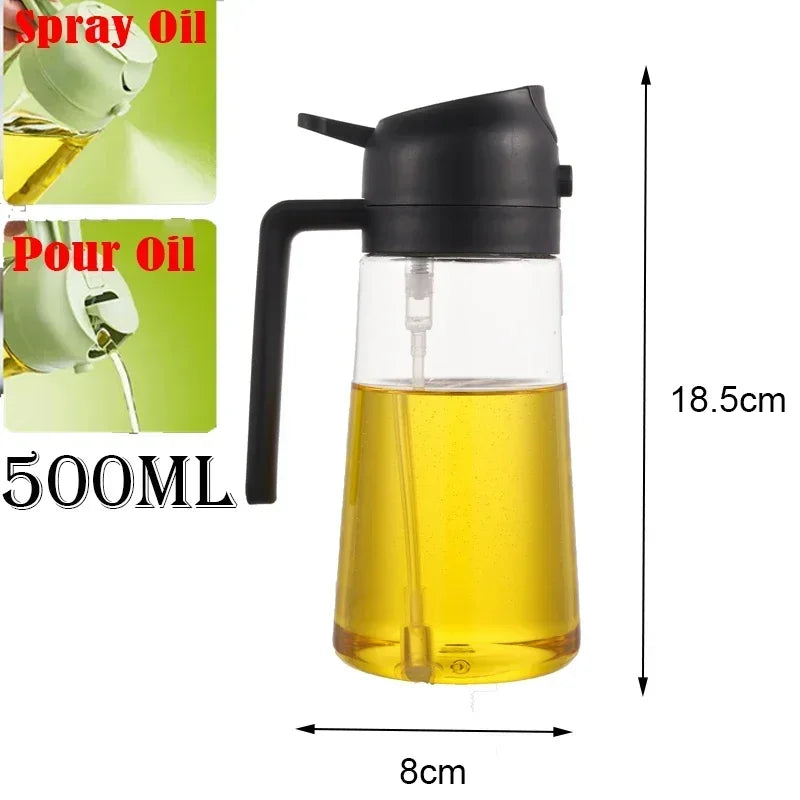 2 in 1 200/300/500ml Oil Spray for Kitchen Spray Oil Bottle Oil Washer Vinegar Soy Sauce Sprayer Containers Washer - 2use bla