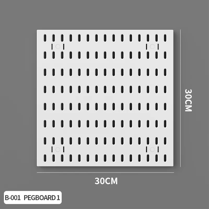 Home Study Storage Pegboard: Suitable for Displaying Figurines, Desk-Top Standing & Clip-On Storage for Furniture Items - Whi