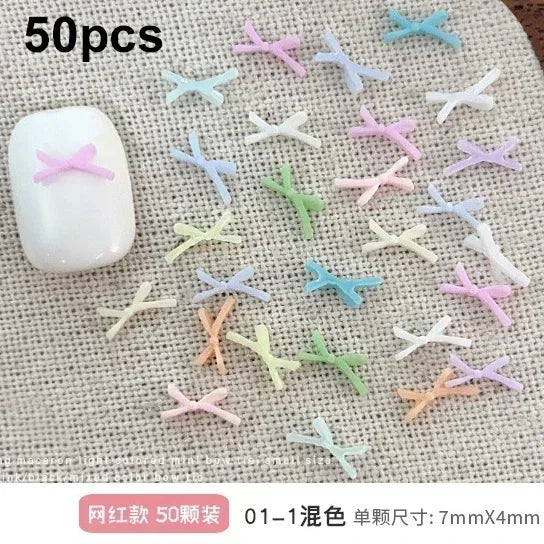 French Ribbons Colorful Resin Cute Bowknot Charm Leopard Print Bow Tie Nail Art Decorations Manicure Tools Accessories Wholes