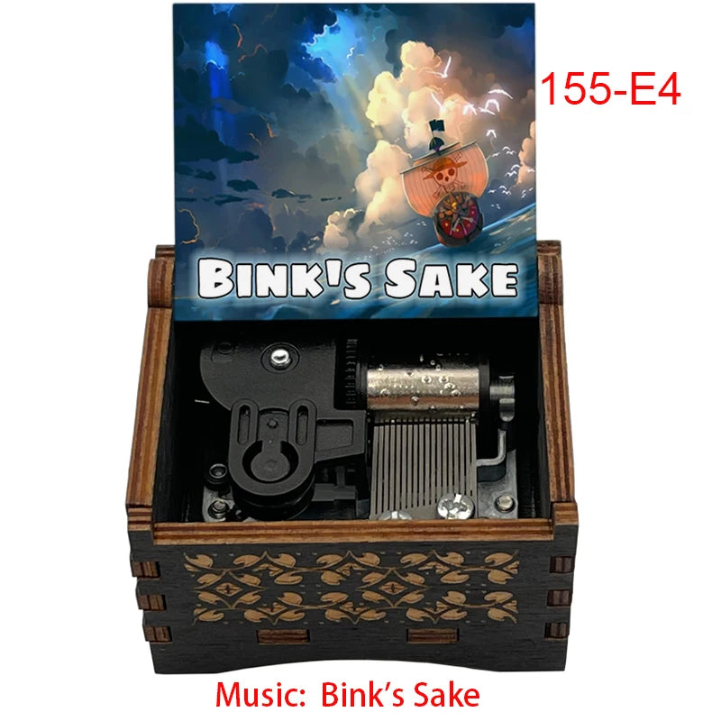 Bink's Wooden Painted Music Box Anime Carved Musical Box Desktop Decoration Sake Melody Christmas Birthday Gift - 155-E4-wind