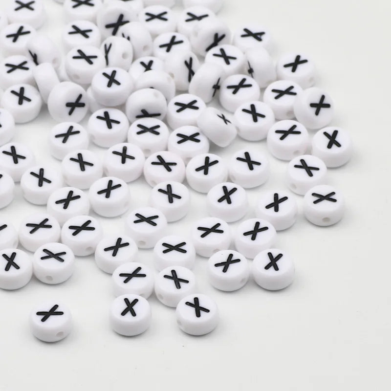 50/100pcs/lot 7x4mm White Round A-Z Alphabet Letter Acrylic Loose Spacer Beads for Jewelry Making Diy Bracelet Accessories