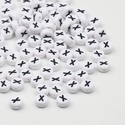 50/100pcs/lot 7x4mm White Round A-Z Alphabet Letter Acrylic Loose Spacer Beads for Jewelry Making Diy Bracelet Accessories