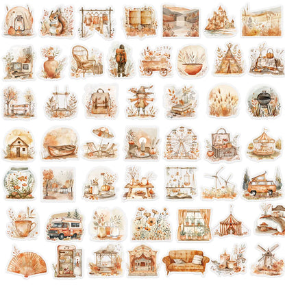 50PCS Watercolor Clip Art Stickers Exquisite Handheld Materials Phone Cases Laptop Suitcases Water Cups Waterproof Stickers