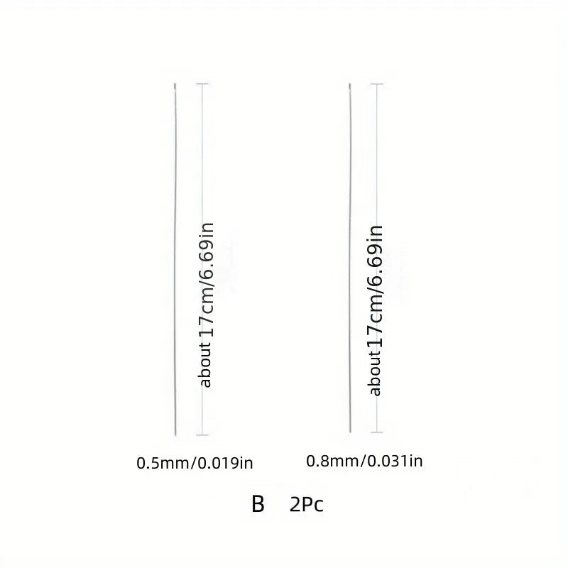2pcs Beaded Needles With Steel Needles, Long And Thin Beaded Leads, Side Threaded Hooks And Beads For DIY Handmade Jewelry