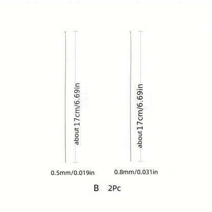 2pcs Beaded Needles With Steel Needles, Long And Thin Beaded Leads, Side Threaded Hooks And Beads For DIY Handmade Jewelry