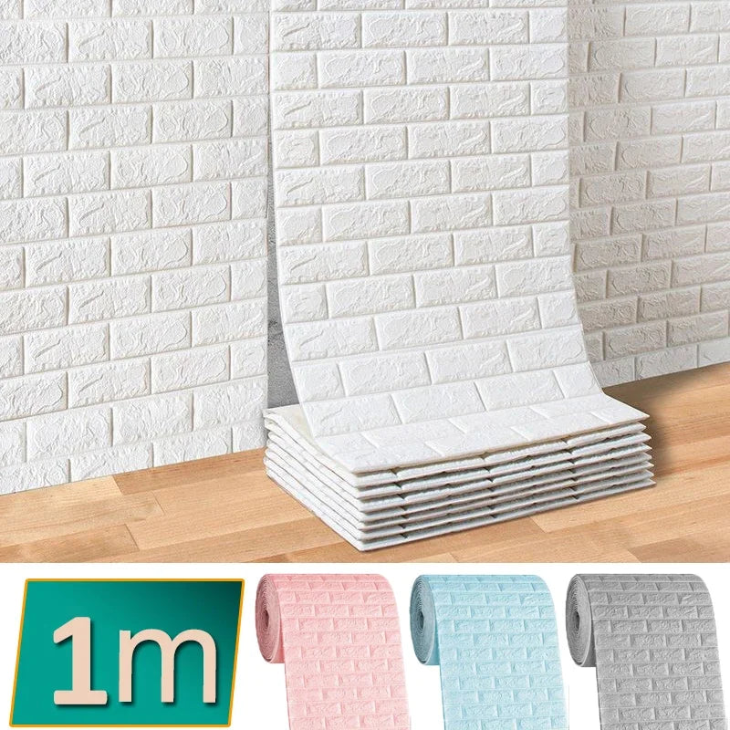 70cm*1m 3D Self-Adhesive Wallpaper Continuous Waterproof Brick Wall Stickers Living Room Bedroom Wall Stickers Home Decoratio