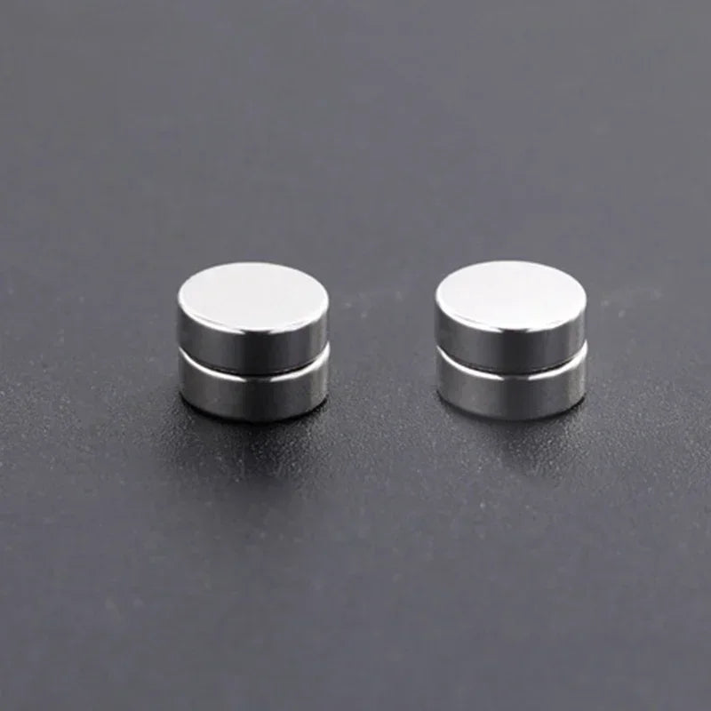 1/3Pairs 6MM Crystal Magnetic No-Pierce Stainless Steel Stud Earrings for Men Punk Zircon Magnet Earrings Non Piercing Jewelr