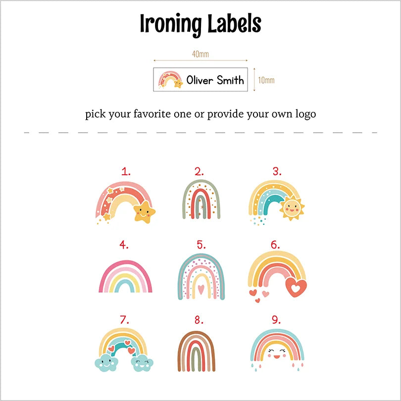 Custom Ironing Labels, Personalized Name, Clothing, Children's Names,School Labels,Brand Tags,Rainbow Label (TB5653)