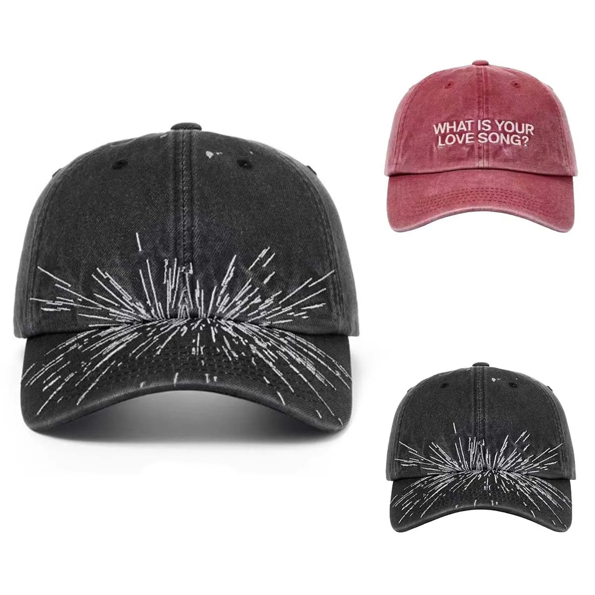 2 Styles Washed Cotton Baseball Cap With Printed Distressed Soft Top Denim Hat Vintage Hat For Men & Women