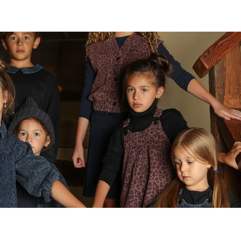 Ali Co AW26 denim leopard collection boys girls clothing dress skirt shirt vest and overalls
