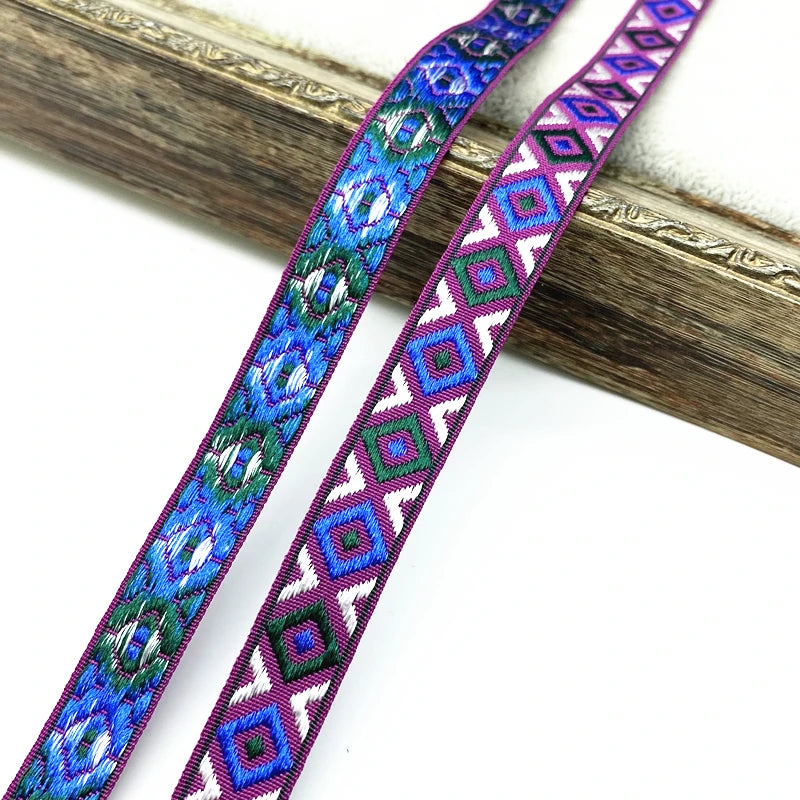2 yards/lot 13mm Vintage Ethnic Embroidery Ribbon Lace Trim DIY Clothes Bag Accessories Embroidered Fabric - 19
