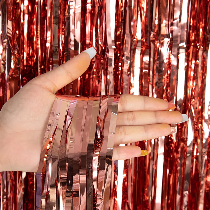 as a Party Metallic Tinsel Foil Fringe Curtains Backdrop for Birthday New Year Eve Party Photo Wedding Baby Shower Decor