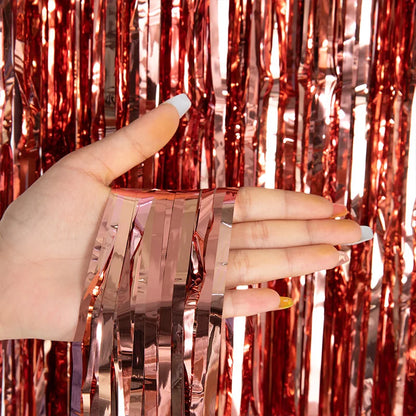 as a Party Metallic Tinsel Foil Fringe Curtains Backdrop for Birthday New Year Eve Party Photo Wedding Baby Shower Decor - ro