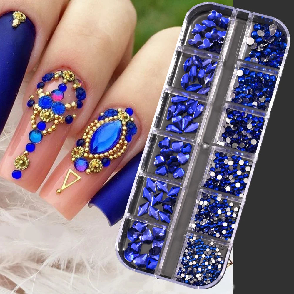100/50cm Long Luxury Crystal Chain Nail Charms 1.5/2mm Shinying Clear/AB Diamond Nail Art Metal Steel French Manicure Crystal