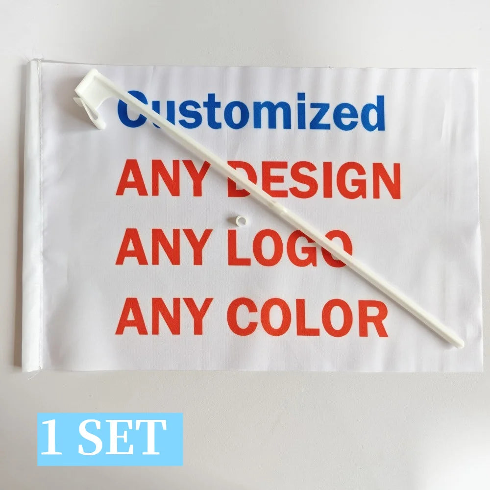 Customizable Car Flag - Personalize with Your Logo or Design, Patriotic Banner for Sports Events, Parades & Car Decoration - 