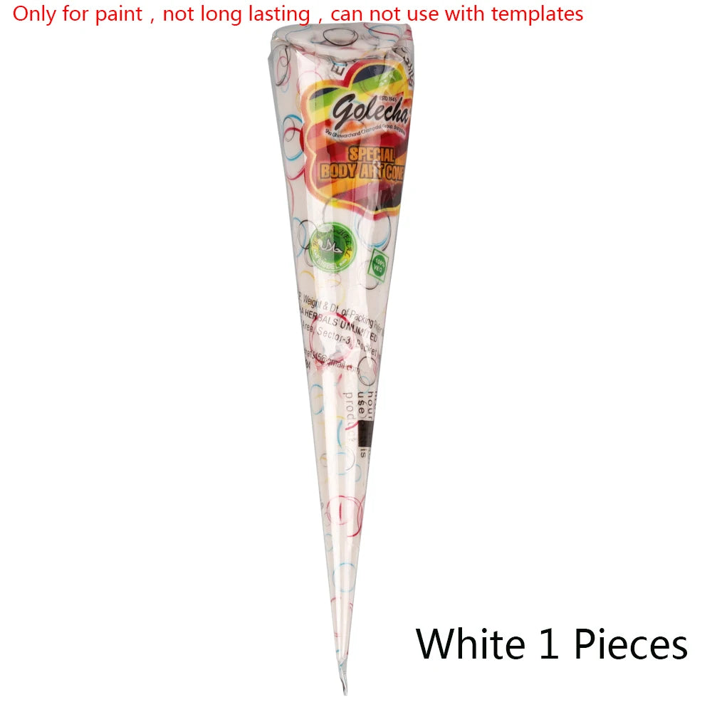 GOLECHA Black Brown Red White Henna Cones Indian Henna Tattoo Paste For Temporary Tattoo Body Art Sticker Mehndi Body Paint -