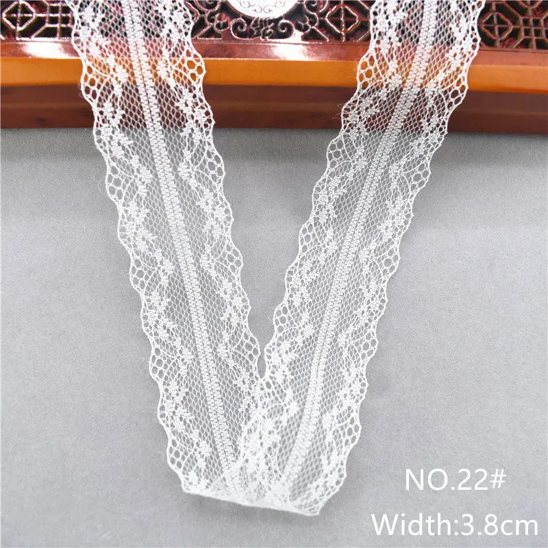 Best Selling 10yards 38kinds Color White Lace Ribbon Woven Band French African Lace Wedding Fabric DIY Clothing/gift Wrapping