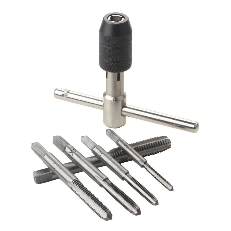 T-Handle Wrench M3 M4 M5 M6 M8 Hand Tap Reamer Thread Tapping Tool Set Adjustable Machine Screw Thread Tapping Drill Bit