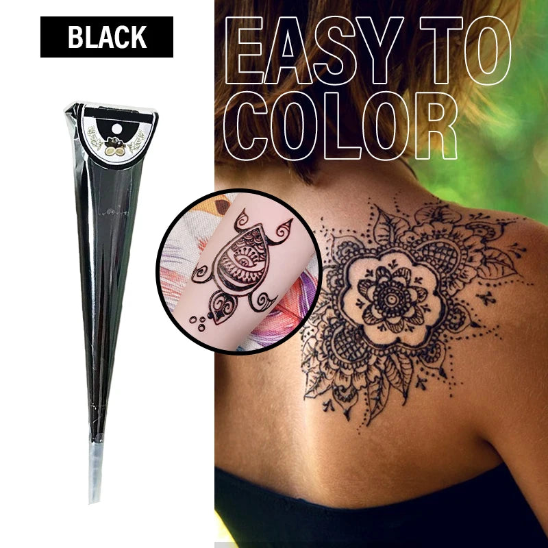 Henna Temporary Tattoo Non-Toxic Cone Body Paint Brown Tattoo Paste Waterproof Body Art Cream For Skin Decoration Festival Bo