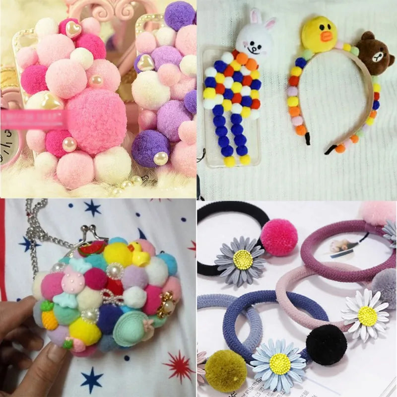White Pompom 8mm 10mm 15mm 20mm 30mm 40mm Pom Poms Ponpon Crafts Supplies DIY for Kids Garment Sewing Home Wedding Decoration