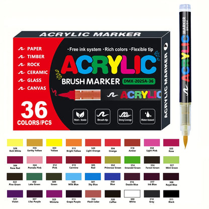 Heart Acrylic Pendants, 72-Color Acrylic Markers, Vibrant Paint Pens for Wood, Rock, Canvas Art, DIY Crafts, Safe for Kids - 