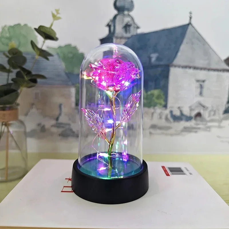 Artificial Rose Flowers Valentines Day Gift for Girlfriend Eternal Rose LED Light Foil Flower Wedding Decor Christmas Gifts -