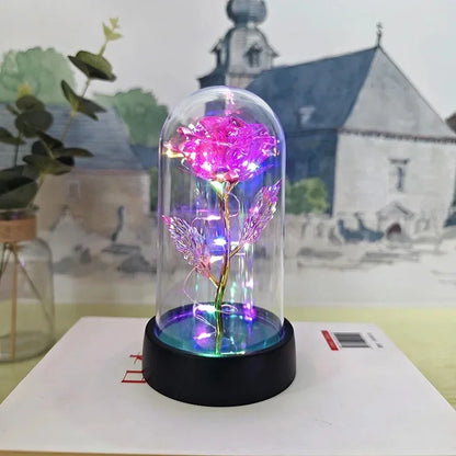 Artificial Rose Flowers Valentines Day Gift for Girlfriend Eternal Rose LED Light Foil Flower Wedding Decor Christmas Gifts -
