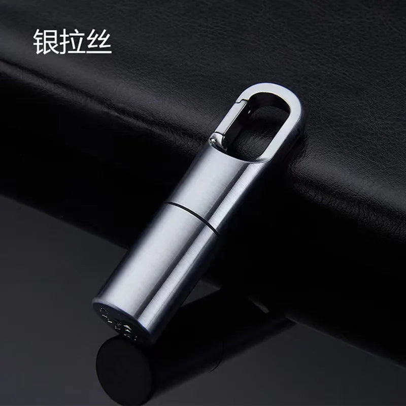 Outdoor Creative Mini Lighter Retro Keychain Pendant Cigar Cigarettes Smoking Accessories Lighters Funny Gadgets - AM7107-Sil