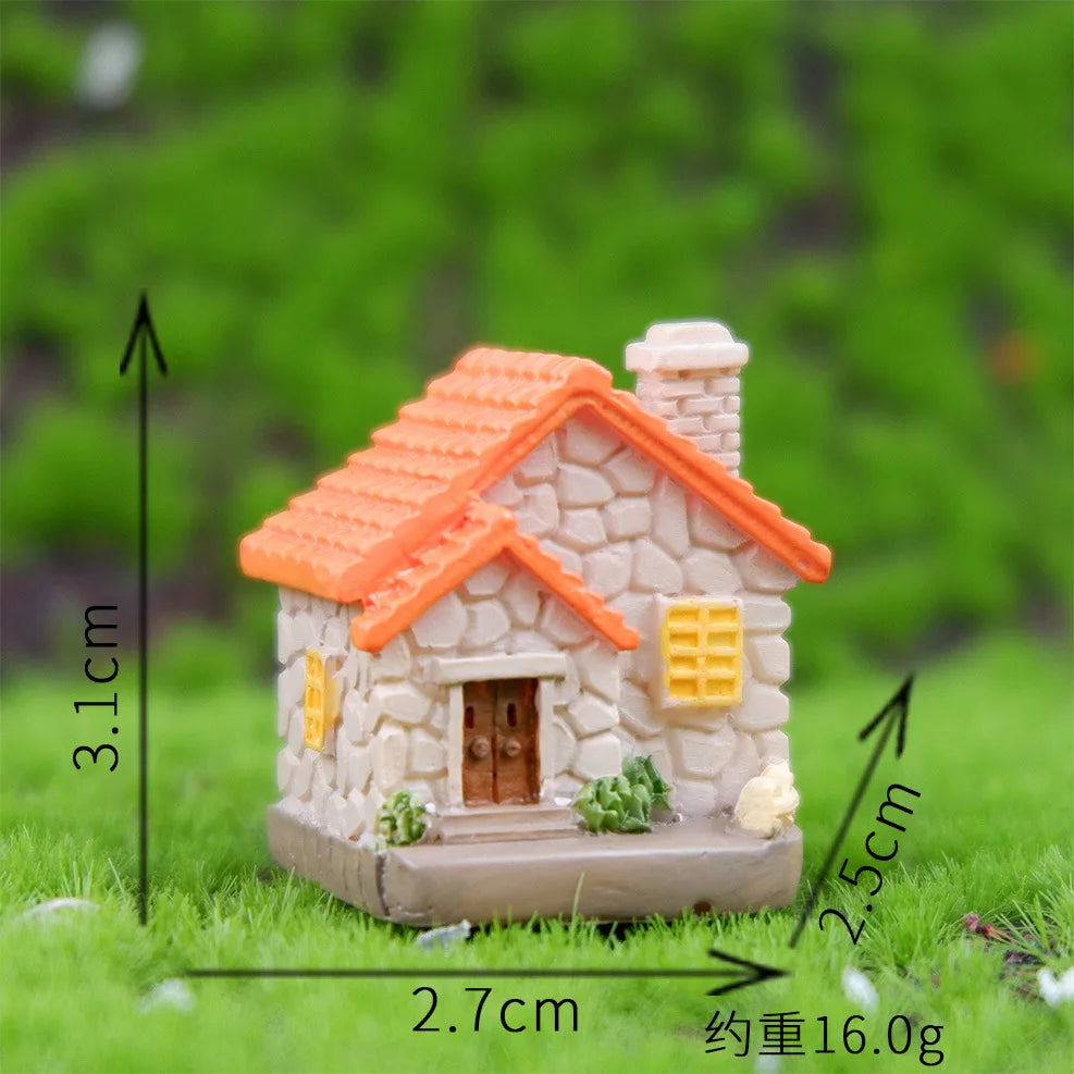 Decor Resin Ornament Miniature Fairy Garden House Villa Miniature Landscape Bonsai Decor Outdoor DIY Dolls House Decoration -
