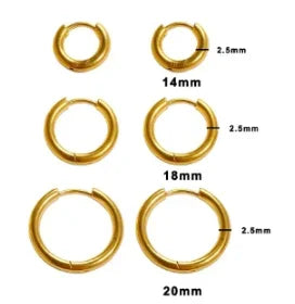 Shiny Zircon Hoop Earrings for Women Trendy Golden Stainless Steel Circle Earring Jewelry Pendientes - D34 Gold