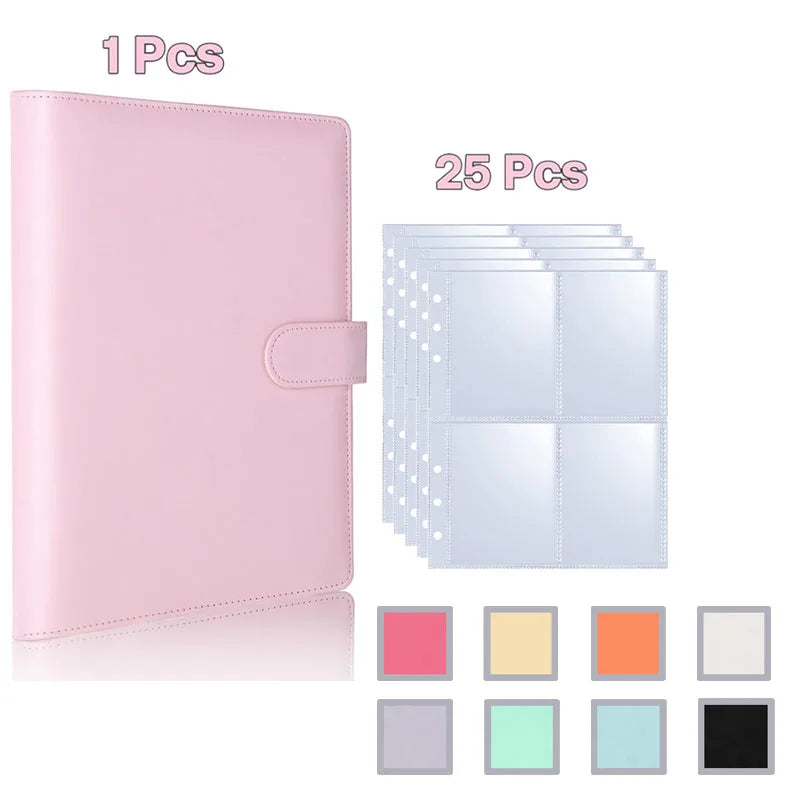 Kpop Photocard Binder with 25 pages 4-Pocket Card Collector Album with 200 Card Slots PU Leather Cover Organizing Cards
