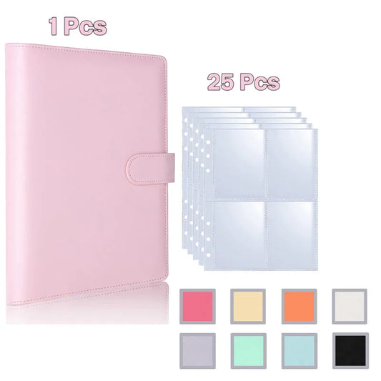 Kpop Photocard Binder with 25 pages 4-Pocket Card Collector Album with 200 Card Slots PU Leather Cover Organizing Cards