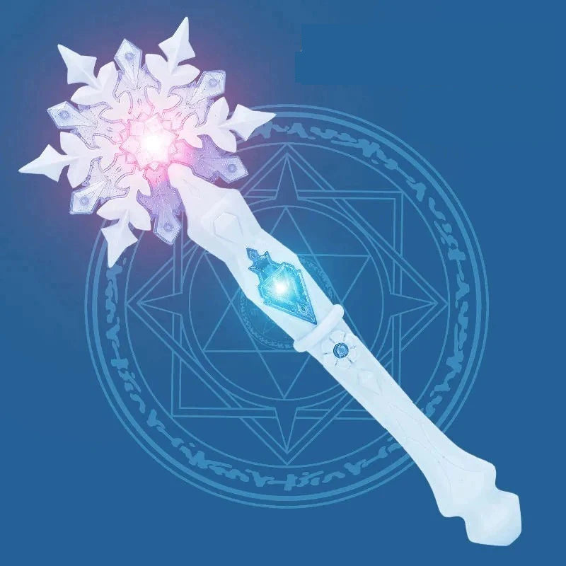 Princess Snow Wand Toy Snowflake Light Sound Sticks Kid Cosplay Fairy Girls Glowing Wands Christmas Halloween Children Toys -
