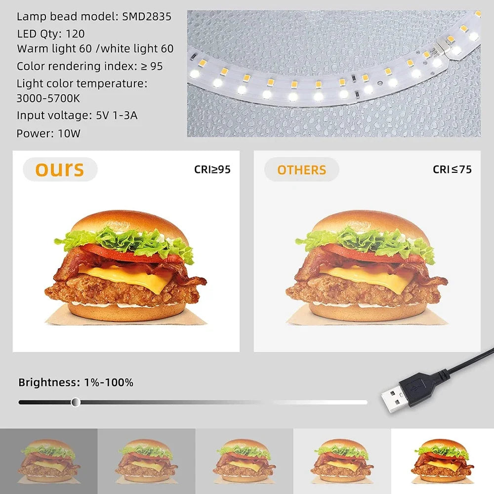 Lightdow Photo Studio Light Box Kit 12"x12"（30x30x30cm） with 120pcs LEDs 6 Backdrops for Photography Portable Dimmable Versat