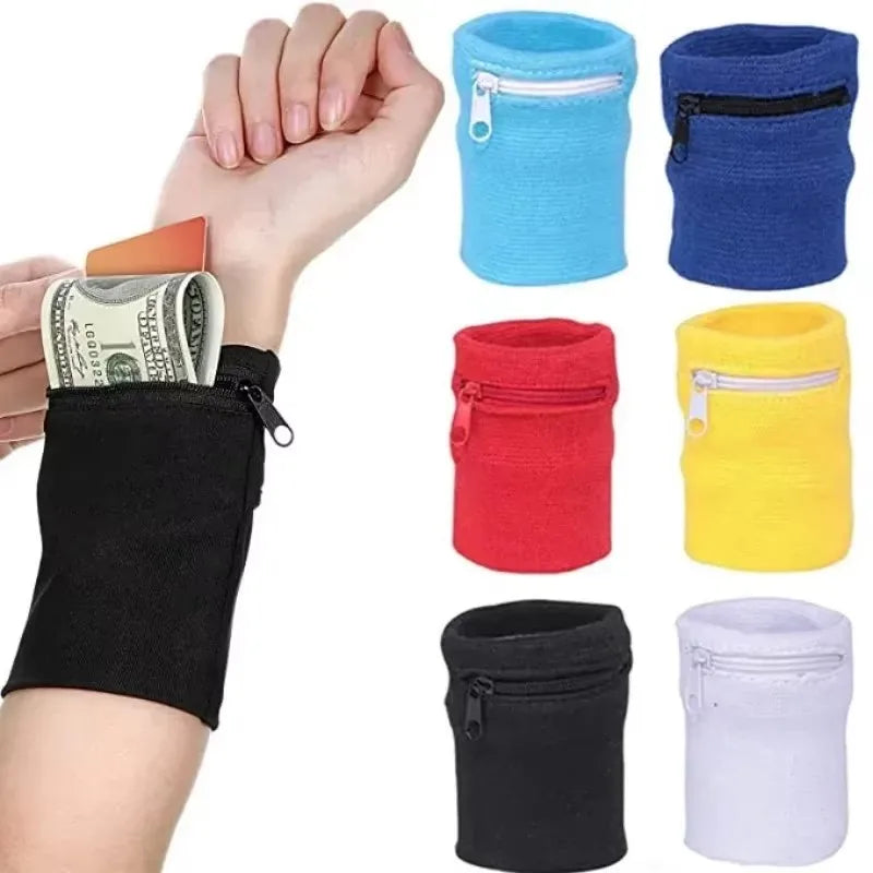 Sports Wristband with Zipper Pouch Running Sports Arm Band Bag For MP3 Key Card Storage Bag Basketball Sweatbands Wristband B