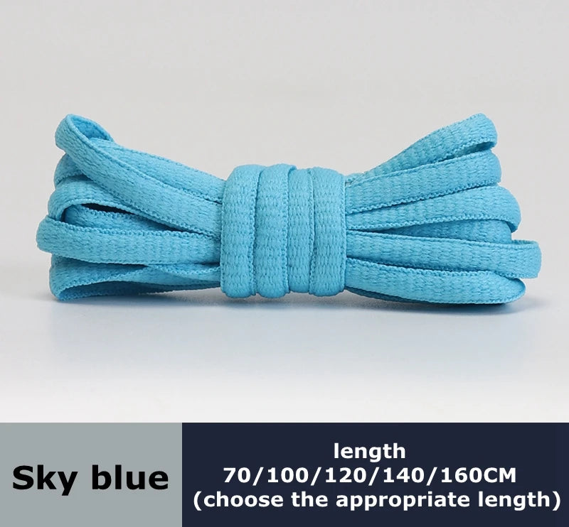 Men's And Women's Sports Shoelaces Color Flat Semicircular Shoelace Suitable For All Shoes Round Laces 23 Colors 1 Pair - SKY