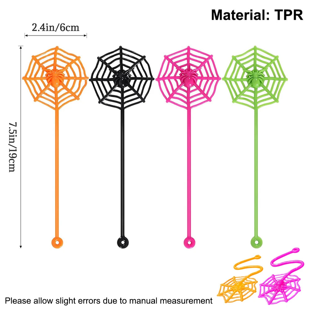 8/12/24Pcs Spider Party Favor Colorful Sticky Hands Spider Web Classroom Prizes Halloween Party Favor Spider Theme Birthday G