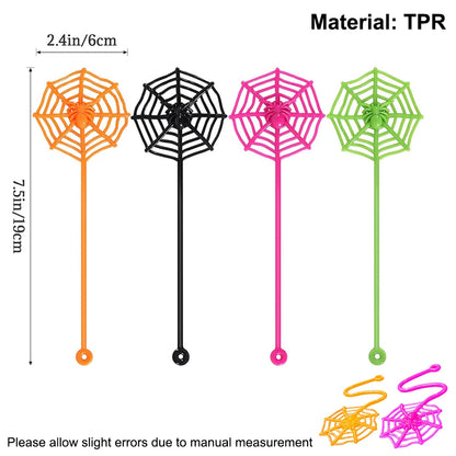 8/12/24Pcs Spider Party Favor Colorful Sticky Hands Spider Web Classroom Prizes Halloween Party Favor Spider Theme Birthday G