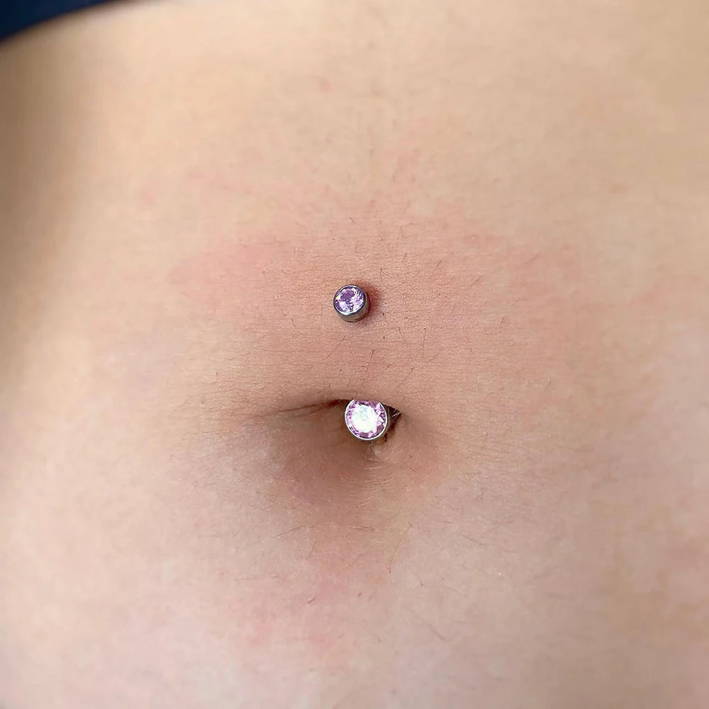 Right Grand ASTM F136 Titanium Belly Button Rings 10mm 12mm with Round CZ Internally Threaded Navel Rings Belly Bars