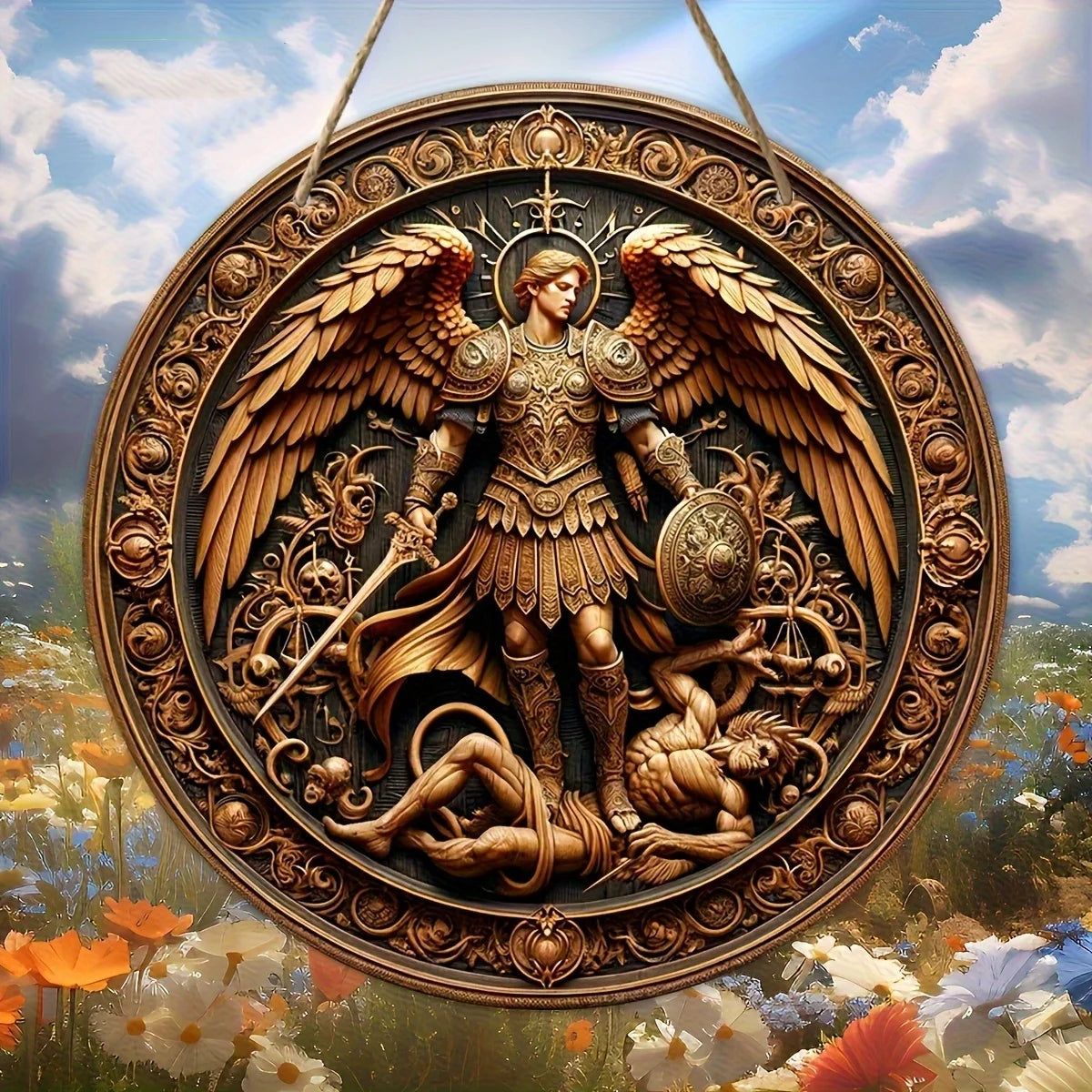 1PCS 2D Flat Home Decor Wooden Disc Angel Sub Series Holy Angel Redemption Bedroom Wall Decorations Photo Props Decoration