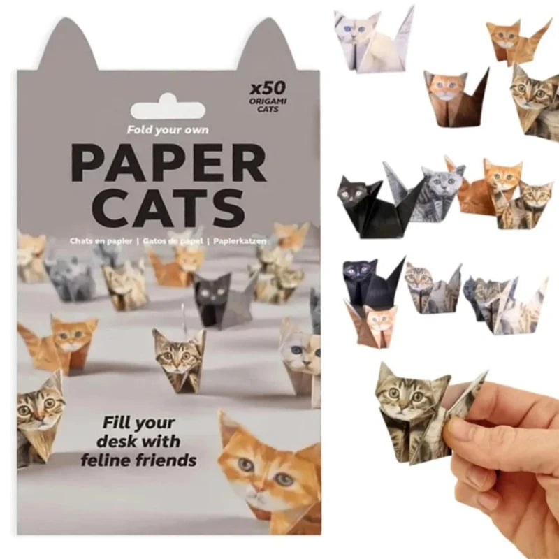 Creative DIY Paper Cats 50 Sheets DIY Origami Paper Handmade DIY Paper Cat Dog Dinosaur Fun Art Craft Folding Animal Folding 